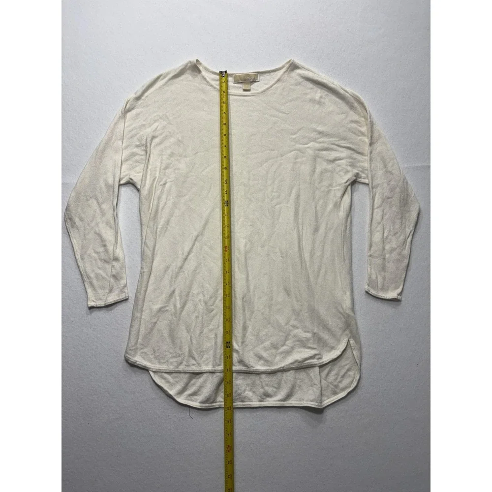 Michael Kors Sweater Womens Large White Lightweight Knit High Low Hem Pullover
